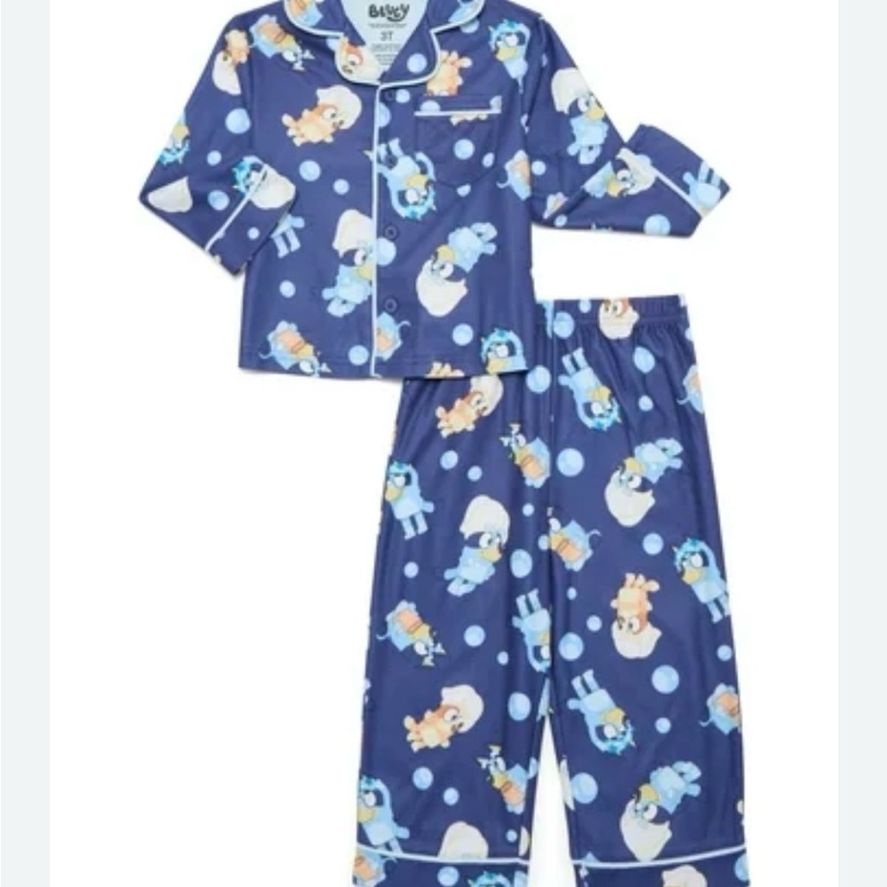 Children's Navy Blue Character Print Pajama Set